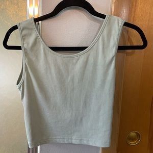 Shein cropped cris cross back tank, light green, size large.